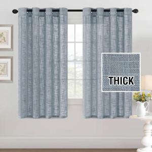 imageHVERSAILTEX Linen Blended Curtains  Natural Textured Light Filtering Nickel Grommet Curtains for Living Room ampamp Bedroom 2 Panel Sets 52quot x 84quotStone Blue