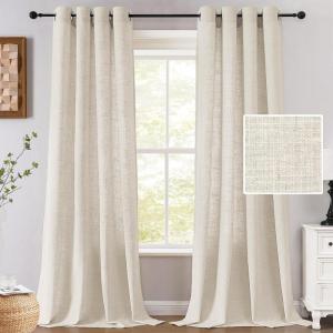 imageHVERSAILTEX Linen Curtains 84 Inch Length for Living Room 2 Panel Set Neutral Modern Farmhouse Window Privacy Linen Fabric Drapes for Farmhouse Window Treatment Curtains 52 x 84  LinenIvory