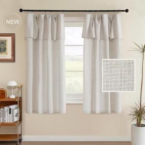 imageHVERSAILTEX Linen Curtains with Valance 84 Inch Length for Living Room Boho Window Curtain Drapes 2 Panels Set for Farmhouse SemiSheer Treatments Rod PocketRing Top for Bedroom 52 x 84 Inch LinenPale Oak