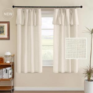 imageHVERSAILTEX Linen Curtains with Valance 84 Inch Length for Living Room Boho Window Curtain Drapes 2 Panels Set for Farmhouse SemiSheer Treatments Rod PocketRing Top for Bedroom 52 x 84 Inch LinenIvory