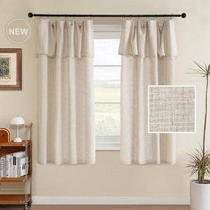 imageHVERSAILTEX Linen Curtains with Valance 84 Inch Length for Living Room Boho Window Curtain Drapes 2 Panels Set for Farmhouse SemiSheer Treatments Rod PocketRing Top for Bedroom 52 x 84 Inch LinenLinen