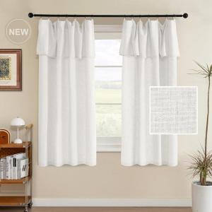 imageHVERSAILTEX Linen Curtains with Valance 84 Inch Length for Living Room Boho Window Curtain Drapes 2 Panels Set for Farmhouse SemiSheer Treatments Rod PocketRing Top for Bedroom 52 x 84 Inch LinenNatural White