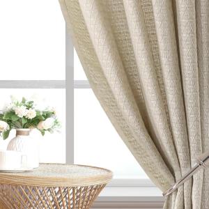 imageHVERSAILTEX Linen Farmhouse Curtains for Living Room Bedroom 84 Inches Long Birch Off White Neutral Boho Curtain Light Filtering Back Tab Curtains Drapes 2 Panels Set Border with TrimmingsNatural
