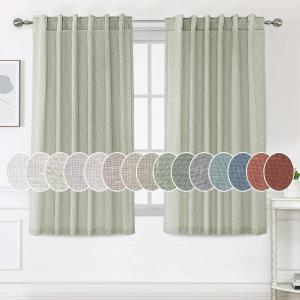 imageHVERSAILTEX Natural Linen Curtains 96 inches Long for Living Room 2 Panels Back Tab Loop Pocket Textured Light Filtering Semi Sheer Rustic Farmhouse Boho Curtain for Bedroom Heathered WhiteSage
