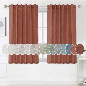 imageHVERSAILTEX Natural Linen Curtains 96 inches Long for Living Room 2 Panels Back Tab Loop Pocket Textured Light Filtering Semi Sheer Rustic Farmhouse Boho Curtain for Bedroom Heathered WhiteRust