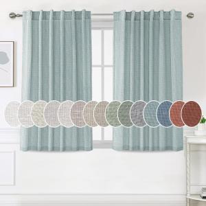 imageHVERSAILTEX Natural Linen Curtains 96 inches Long for Living Room 2 Panels Back Tab Loop Pocket Textured Light Filtering Semi Sheer Rustic Farmhouse Boho Curtain for Bedroom Heathered WhiteCloud Blue
