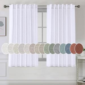 imageHVERSAILTEX Natural Linen Curtains 96 inches Long for Living Room 2 Panels Back Tab Loop Pocket Textured Light Filtering Semi Sheer Rustic Farmhouse Boho Curtain for Bedroom Heathered WhiteBright White