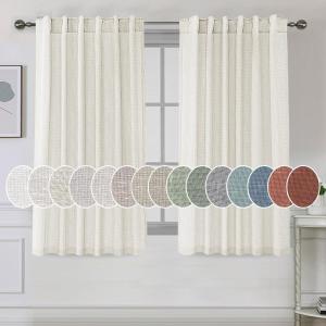 imageHVERSAILTEX Natural Linen Curtains 96 inches Long for Living Room 2 Panels Back Tab Loop Pocket Textured Light Filtering Semi Sheer Rustic Farmhouse Boho Curtain for Bedroom Heathered WhiteIvory