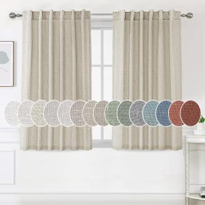 imageHVERSAILTEX Natural Linen Curtains 96 inches Long for Living Room 2 Panels Back Tab Loop Pocket Textured Light Filtering Semi Sheer Rustic Farmhouse Boho Curtain for Bedroom Heathered WhiteCastle Wall