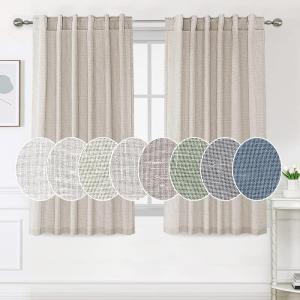 imageHVERSAILTEX Natural Linen Curtains 96 inches Long for Living Room 2 Panels Back Tab Loop Pocket Textured Light Filtering Semi Sheer Rustic Farmhouse Boho Curtain for Bedroom Heathered WhiteAngora