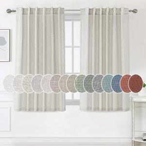 imageHVERSAILTEX Natural Linen Curtains 96 inches Long for Living Room 2 Panels Back Tab Loop Pocket Textured Light Filtering Semi Sheer Rustic Farmhouse Boho Curtain for Bedroom Heathered WhitePale Oak
