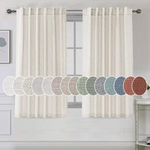 imageHVERSAILTEX Natural Linen Curtains 96 inches Long for Living Room 2 Panels Back Tab Loop Pocket Textured Light Filtering Semi Sheer Rustic Farmhouse Boho Curtain for Bedroom Heathered WhiteHeathered Natural