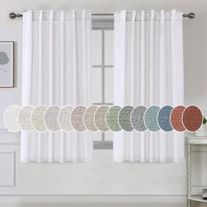imageHVERSAILTEX Natural Linen Curtains 96 inches Long for Living Room 2 Panels Back Tab Loop Pocket Textured Light Filtering Semi Sheer Rustic Farmhouse Boho Curtain for Bedroom Heathered WhiteHeathered White
