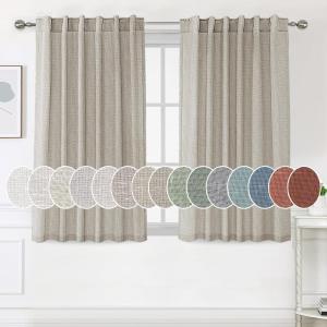 imageHVERSAILTEX Natural Linen Curtains 96 inches Long for Living Room 2 Panels Back Tab Loop Pocket Textured Light Filtering Semi Sheer Rustic Farmhouse Boho Curtain for Bedroom Heathered WhiteOatmeal