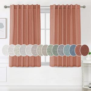 imageHVERSAILTEX Natural Linen Curtains 96 inches Long for Living Room 2 Panels Back Tab Loop Pocket Textured Light Filtering Semi Sheer Rustic Farmhouse Boho Curtain for Bedroom Heathered WhiteTerracotta