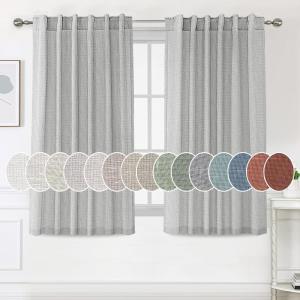 imageHVERSAILTEX Natural Linen Curtains 96 inches Long for Living Room 2 Panels Back Tab Loop Pocket Textured Light Filtering Semi Sheer Rustic Farmhouse Boho Curtain for Bedroom Heathered WhiteDove