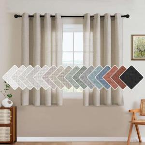 imageHVERSAILTEX Natural Linen Grommet Curtains 84 Inch Length for Living Room 2 Panel Drape Semi Sheer Neutral Country Rustic Farmhouse Boho Curtain Bedroom Muslin Look Light Filtering Heathered NaturalOatmeal