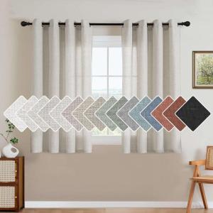 imageHVERSAILTEX Natural Linen Grommet Curtains 84 Inch Length for Living Room 2 Panel Drape Semi Sheer Neutral Country Rustic Farmhouse Boho Curtain Bedroom Muslin Look Light Filtering Heathered NaturalPale Oak