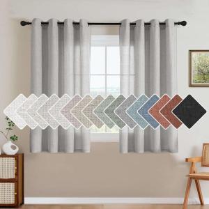 imageHVERSAILTEX Natural Linen Grommet Curtains 84 Inch Length for Living Room 2 Panel Drape Semi Sheer Neutral Country Rustic Farmhouse Boho Curtain Bedroom Muslin Look Light Filtering Heathered NaturalDove