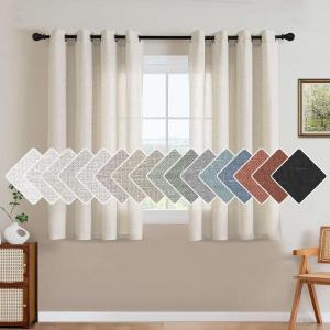 imageHVERSAILTEX Natural Linen Grommet Curtains 84 Inch Length for Living Room 2 Panel Drape Semi Sheer Neutral Country Rustic Farmhouse Boho Curtain Bedroom Muslin Look Light Filtering Heathered NaturalIvory