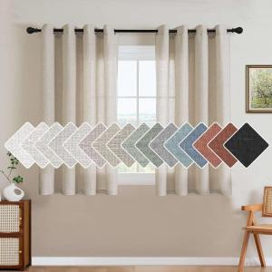 imageHVERSAILTEX Natural Linen Grommet Curtains 84 Inch Length for Living Room 2 Panel Drape Semi Sheer Neutral Country Rustic Farmhouse Boho Curtain Bedroom Muslin Look Light Filtering Heathered NaturalAngora