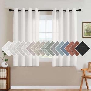 imageHVERSAILTEX Natural Linen Grommet Curtains 84 Inch Length for Living Room 2 Panel Drape Semi Sheer Neutral Country Rustic Farmhouse Boho Curtain Bedroom Muslin Look Light Filtering Heathered NaturalHeathered White