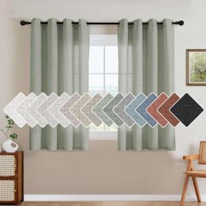 imageHVERSAILTEX Natural Linen Grommet Curtains 84 Inch Length for Living Room 2 Panel Drape Semi Sheer Neutral Country Rustic Farmhouse Boho Curtain Bedroom Muslin Look Light Filtering Heathered NaturalSea Grass