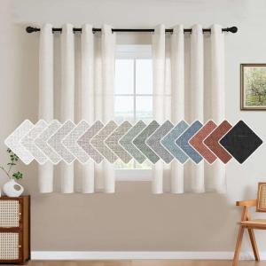 imageHVERSAILTEX Natural Linen Grommet Curtains 84 Inch Length for Living Room 2 Panel Drape Semi Sheer Neutral Country Rustic Farmhouse Boho Curtain Bedroom Muslin Look Light Filtering Heathered NaturalHeathered Natural
