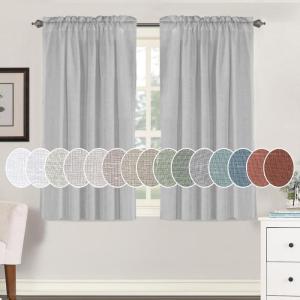 imageHVERSAILTEX Natural Linen Rod Pocket Curtains 84 Inch Length for Living Room 2 Panel Pocket Drape Semi Sheer Neutral Country Rustic Farmhouse Boho Curtain Bedroom Light Filtering Heathered NaturalDove