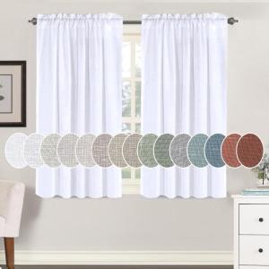 imageHVERSAILTEX Natural Linen Rod Pocket Curtains 84 Inch Length for Living Room 2 Panel Pocket Drape Semi Sheer Neutral Country Rustic Farmhouse Boho Curtain Bedroom Light Filtering Heathered NaturalBright White