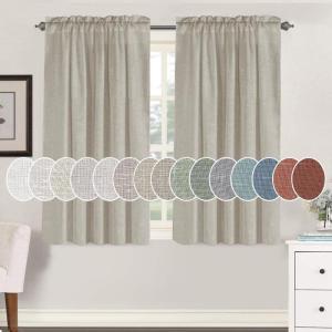 imageHVERSAILTEX Natural Linen Rod Pocket Curtains 84 Inch Length for Living Room 2 Panel Pocket Drape Semi Sheer Neutral Country Rustic Farmhouse Boho Curtain Bedroom Light Filtering Heathered NaturalOatmeal