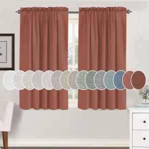 imageHVERSAILTEX Natural Linen Rod Pocket Curtains 84 Inch Length for Living Room 2 Panel Pocket Drape Semi Sheer Neutral Country Rustic Farmhouse Boho Curtain Bedroom Light Filtering Heathered NaturalRust