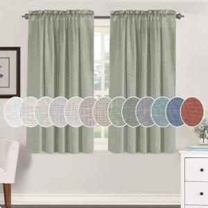 imageHVERSAILTEX Natural Linen Rod Pocket Curtains 84 Inch Length for Living Room 2 Panel Pocket Drape Semi Sheer Neutral Country Rustic Farmhouse Boho Curtain Bedroom Light Filtering Heathered NaturalSea Grass