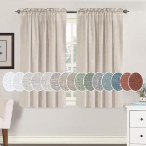imageHVERSAILTEX Natural Linen Rod Pocket Curtains 84 Inch Length for Living Room 2 Panel Pocket Drape Semi Sheer Neutral Country Rustic Farmhouse Boho Curtain Bedroom Light Filtering Heathered NaturalAngora