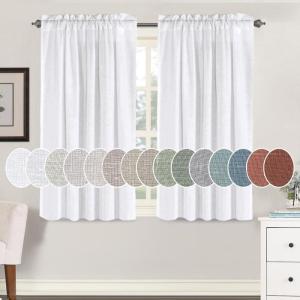 imageHVERSAILTEX Natural Linen Rod Pocket Curtains 84 Inch Length for Living Room 2 Panel Pocket Drape Semi Sheer Neutral Country Rustic Farmhouse Boho Curtain Bedroom Light Filtering Heathered NaturalHeathered White