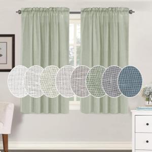 imageHVERSAILTEX Natural Linen Rod Pocket Curtains 84 Inch Length for Living Room 2 Panel Pocket Drape Semi Sheer Neutral Country Rustic Farmhouse Boho Curtain Bedroom Light Filtering Heathered NaturalSage