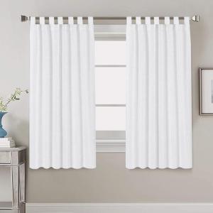 imageHVERSAILTEX Natural Linen Tab Top Curtains 84 Inch Length for Living Room 2 Panel Drape Semi Sheer Neutral Country Rustic Farmhouse Boho Curtain Bedroom Muslin Look Light Filtering Heathered NaturalPure White
