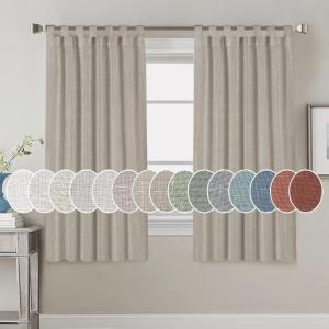 imageHVERSAILTEX Natural Linen Tab Top Curtains 84 Inch Length for Living Room 2 Panel Drape Semi Sheer Neutral Country Rustic Farmhouse Boho Curtain Bedroom Muslin Look Light Filtering Heathered NaturalOatmeal
