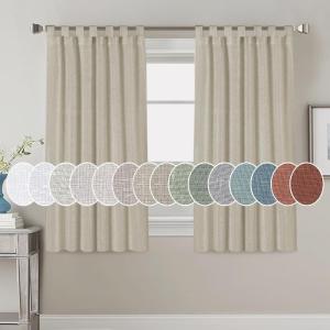 imageHVERSAILTEX Natural Linen Tab Top Curtains 84 Inch Length for Living Room 2 Panel Drape Semi Sheer Neutral Country Rustic Farmhouse Boho Curtain Bedroom Muslin Look Light Filtering Heathered NaturalCastle Wall
