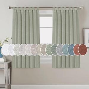 imageHVERSAILTEX Natural Linen Tab Top Curtains 84 Inch Length for Living Room 2 Panel Drape Semi Sheer Neutral Country Rustic Farmhouse Boho Curtain Bedroom Muslin Look Light Filtering Heathered NaturalSea Grass