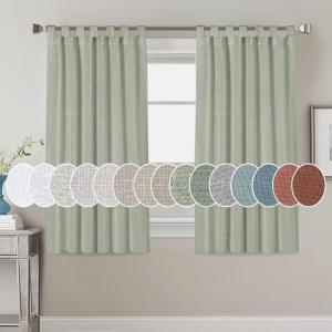imageHVERSAILTEX Natural Linen Tab Top Curtains 84 Inch Length for Living Room 2 Panel Drape Semi Sheer Neutral Country Rustic Farmhouse Boho Curtain Bedroom Muslin Look Light Filtering Heathered NaturalSage