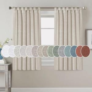 imageHVERSAILTEX Natural Linen Tab Top Curtains 84 Inch Length for Living Room 2 Panel Drape Semi Sheer Neutral Country Rustic Farmhouse Boho Curtain Bedroom Muslin Look Light Filtering Heathered NaturalAngora