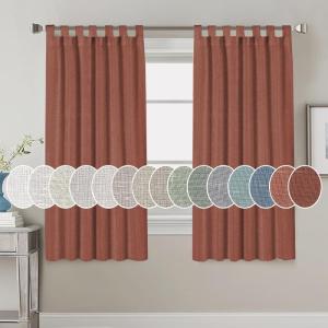 imageHVERSAILTEX Natural Linen Tab Top Curtains 84 Inch Length for Living Room 2 Panel Drape Semi Sheer Neutral Country Rustic Farmhouse Boho Curtain Bedroom Muslin Look Light Filtering Heathered NaturalRust