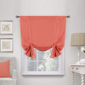 imageHVERSAILTEX Thermal Insulated Blackout Adjustable Tie Up Shade Curtain Window Treatment Rod Pocket 2 Panels 42 inches W x 63 inches L Stone BlueCoral