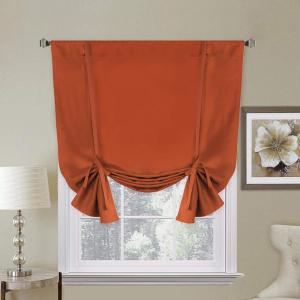 imageHVERSAILTEX Thermal Insulated Blackout Adjustable Tie Up Shade Curtain Window Treatment Rod Pocket 2 Panels 42 inches W x 63 inches L Stone BlueOrange