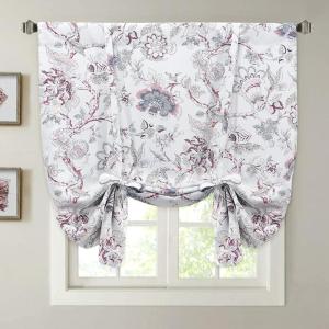 imageHVERSAILTEX Thermal Insulated Printed Blackout Small Window Curtain Adjustable Tie Up Curtains Rod Pocket Short Curtain for Kitchen  42quot Wide by 63quot Long Sage Birds PatternFloral in Terracotta and Blue