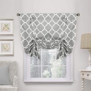 imageHVERSAILTEX Thermal Insulated Printed Blackout Small Window Curtain Adjustable Tie Up Curtains Rod Pocket Short Curtain for Kitchen  42quot Wide by 63quot Long Sage Birds PatternMoroccan Dove