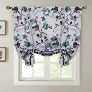 imageHVERSAILTEX Thermal Insulated Printed Blackout Small Window Curtain Adjustable Tie Up Curtains Rod Pocket Short Curtain for Kitchen  42quot Wide by 63quot Long Sage Birds PatternFloral in Grey and Teal