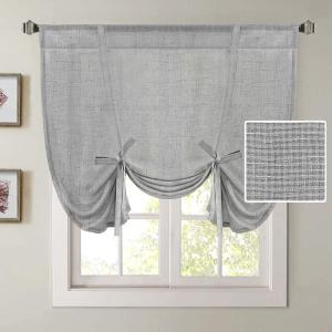 imageHVERSAILTEX Tie Up Linen Curtains 63 Inch Length Nature Linen Textured Privacy Curtain Multi Hanging Ways Shade Balloon Window Shade Rod Pocket Casual Curtain  42x63  IvoryDove