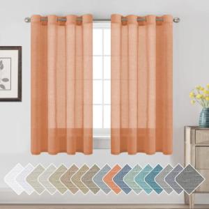imageHVERSAILTEX White Sheer Linen Curtains for Living Room 84 inches Long Bedroom Curtains 2 Panel Sets Grommet Semi Sheer Elegant Soft Light Filter Window Treatments Curtain WhiteOrange
